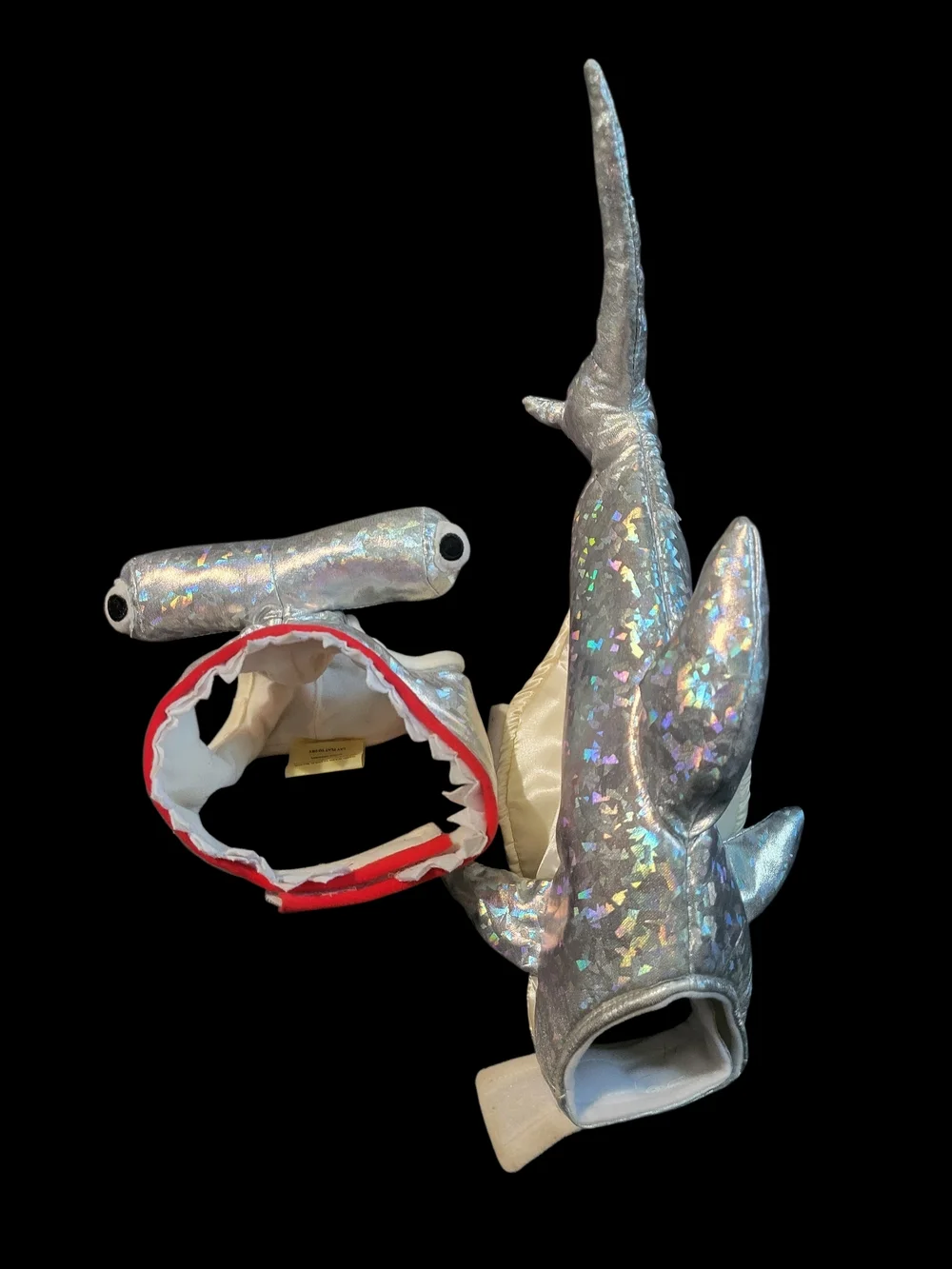 Silver Holographic Hammerhead Shark Pet Costume – For Cat Or Small Dog